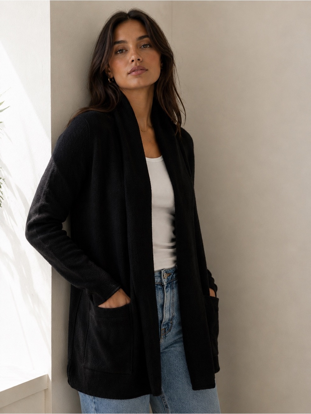 ARITZIA Babaton Black The Beekman Merino Wool Cashmere Cardigan NWT